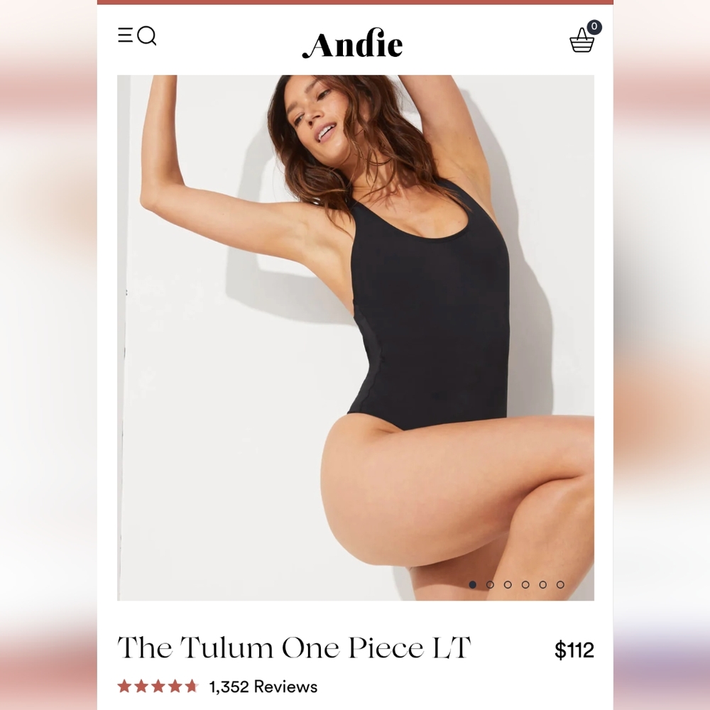 Andie swim Tulum one piece in TALL/ long torso black NWOT